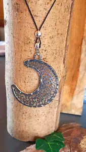 Halskette Kette mit großem Anhänger Mond Silber Farbe (3) - Bild 1 von 4