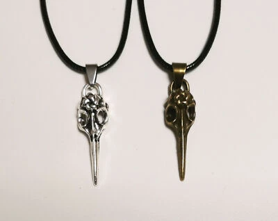 Collana Corda Ciondolo Teschio Uccello Scheletro Corvo Harry Potter Gotico Rock - Immagine 1 di 4