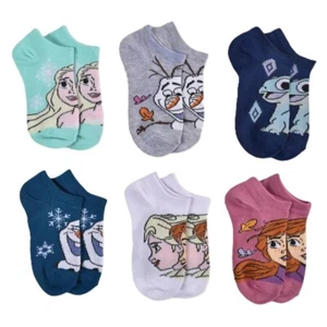 Girls' 6 Pack No Show Socks Frozen Size S-L - Picture 1 of 4