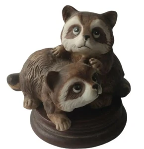 Homco Vintage Waschbären Figur 1454 verspielte Babys Sammlerstück Porzellan 3 Zoll - Bild 1 von 10