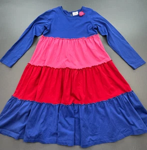 Hanna Andersson Girls Dress Size 150cm 12yr Long Sleeve Tiered Colorblock Cotton - Picture 1 of 7