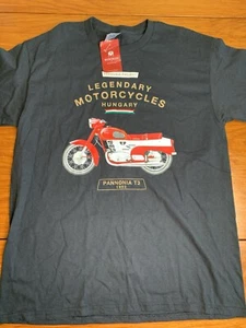 NWT Hungary Legendary Motorcycles Pannonia Tee Shirt Size Large Gildan Black - Bild 1 von 4