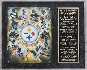 Pittsburgh Steelers 6 Time Super Bowl Champions 12" x 15" Plaque