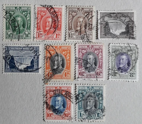 SOUTHERN RHODESIA 1931-7 KGV part set to SG23 1s FU cheapest perf varieties Cover