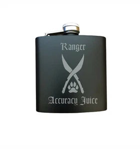 D&D Gifts Ranger Accuracy Juice Engraved Stainless Steel Flask Funny Nerdy Gift - Picture 1 of 5