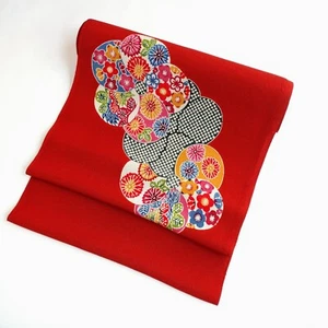 Japanischer Kimono Gürtel Okinawa Bingata Chirimen Nagoya Obi Stoff - Bild 1 von 7