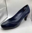 Clarks Navy Faux Suede Patent High Heel Wide Fit Court Shoes Size UK 7.5 Used