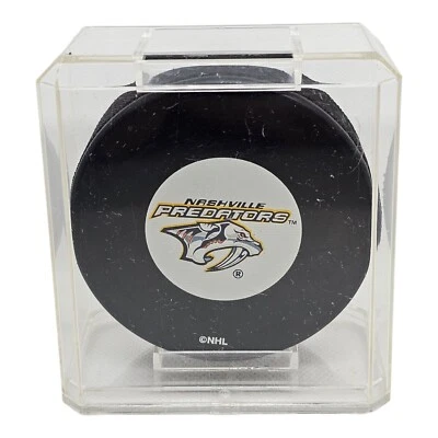 NASHVILLE PREDATORS NHL Official Hockey Puck Vegum Slovenia w/ Display Case - Image 1 of 4