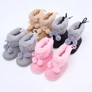 Infant Baby Girls Boys Toddler Slippers Socks Shoes Flowers Boots Winter Warm - Picture 1 of 16