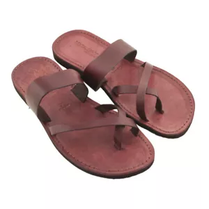 MADE IN ITALY | Ciabatte infradito uomo pelle e cuoio colorate Pizzica Bordaux - Picture 1 of 3