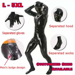 Shiny Latex Ammonia Catsuit with Hood Glove and Socks Zipper Full Bodysuit Jumps - Picture 1 of 11