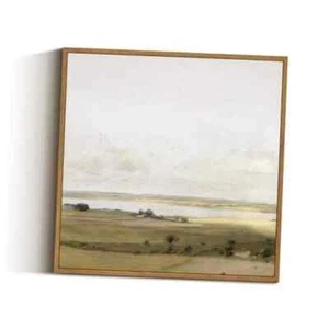 Arte de pared vintage con marco cuadrado, vista de Hilly 16L" x 16W" un paisaje montañoso - Imagen 1 de 4