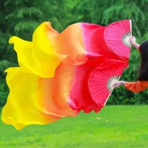 1.5m Belly Dance Bamboo Silk Fans Veils Multicolor Lot F8 - Picture 1 of 22