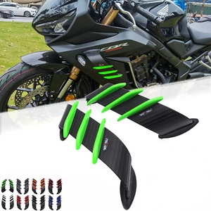 2x Green Motorcycle Side Winglet Air Deflector Wind Fin Spoiler Trim For Kawasak - Picture 1 of 9