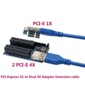 PCIE PCI-Express X1 do Dual 4X Adapter Przedłużacz Riser Cable PCIe x4 x8x16 - Zdjęcie 1 z 6