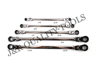 Llave de trinquete de extremo de caja doble 5 piezas SAE cabeza flexible universal automática flexible - Imagen 1 de 2
