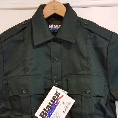 NWT BLAUER WOMENS 8713WX SHORT SLEEVE COTTON BLEND SHIRT Green Small  FF2 - Image 1 of 4