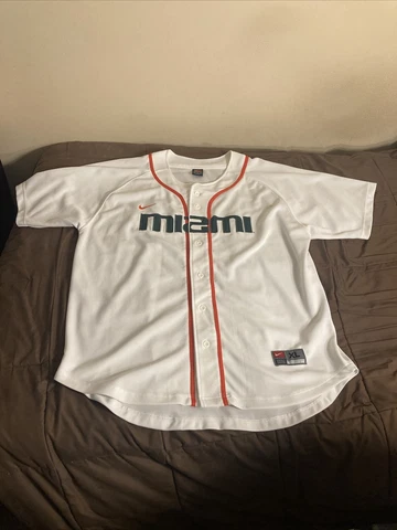 Miami Hurricanes Button Up Baseball Jersey Size XL Nike Team VTG UM Cover
