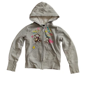 Bobby Jack Girls Hooded Zip Jacket Size S Small Heart Love ME Monkey Rainbow - Picture 1 of 11