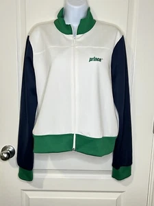 Prince vs Zara Tennis Crop Jacket White/Green/Navy Women's Full Zip Large - Picture 1 of 5