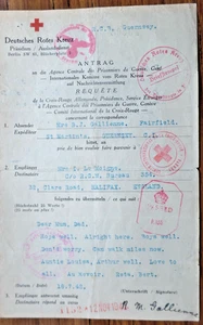 Guernsey German Red Cross 1942 to UK & return with Paris censor h/s - Picture 1 of 3