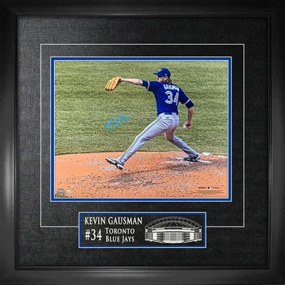 Kevin Gausman Signed Framed 16x20 Toronto Blue Jays Throwing Back View Action Ph Foto 1 de 2