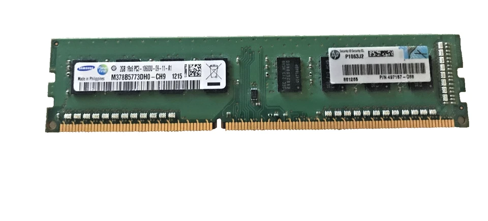 Samsung 2GB PC3-10600U DIMM 1333 MHz SDRAM Desktop Memory M378B5773DH0-CH9 - Image 1 of 1