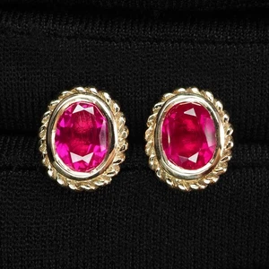 Orecchini oro rosa rosso rubellite tormalina ovale 2,80 ct argento sterling 925 - Foto 1 di 5