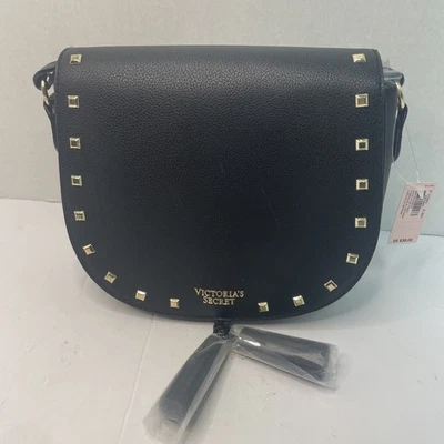 Bolso Bandolera Victoria's Secret Dorado Tachonado Negro Imitación Cuero Nuevo con Etiquetas Foto 1 de 4