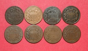 1864-1865 Two Cent Piece Lot - 8 Coins - Culls - Picture 1 of 2