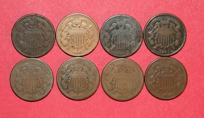 1864-1865 Two Cent Piece Lot - 8 Coins - Culls - Image 1 of 2