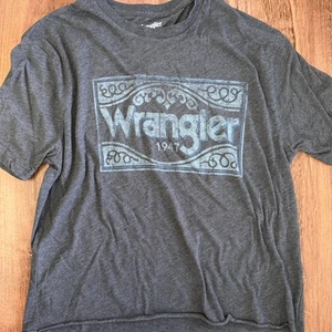 Wrangler Women’s Logo Tee 1947 Western Graphic Crop Top Size Small Gray GUC - Picture 1 of 5