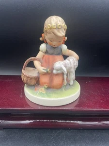Hummel Goebel Figurine 1960 4.5” Favorite Pet 361 Girl With Lamb Sniff Flower - Picture 1 of 7