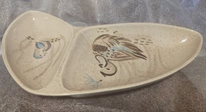 Plato dividido boomerang grande vintage Bob White Redwing MCM - Imagen 1 de 2