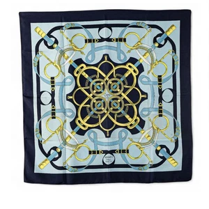HERMES Calle 90 Eperon d'or Golden Spur scarf Women 【Used】 - Picture 1 of 7