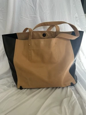 BOLSO TOTE LOEFFLER RANDALL TOSTADO Y NEGRO 100% CUERO NAPA Foto 1 de 4