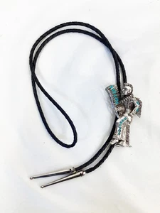 Florenta of California Indianer Bolokrawatte Zinn Krieger Braves Türkis - Bild 1 von 4