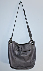 Bolso de hombro de cuero vintage Lucky Brand gris Y2K elegante - Imagen 1 de 23