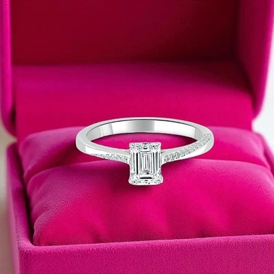 1,25 ct Smaragdschliff IGI Lab Grown Diamant Ehering 950 Platin - Bild 1 von 4