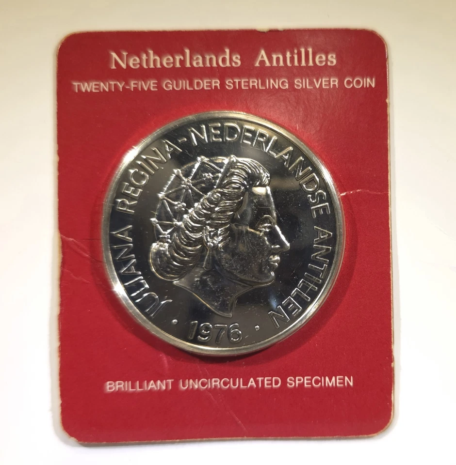 1.2526OZ ASW .925 STERLING 1976 Netherlands 25 Gulden Silver Coin - Image 1 of 4