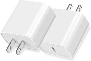 iPhone 16/15 Fast Charger Block, USB Type C Wall 2Pack 20W 20W, White - Photo 1 sur 7