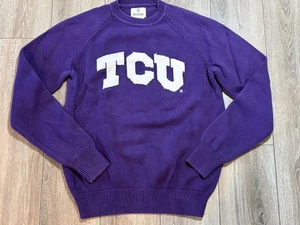 Suéter tejido Hillflint TCU Texas Christian University talla S púrpura blanco - Imagen 1 de 6