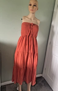 Blau Vanille Bandeau Stufen Midikleid, Orange, M/L oder L/XL - Bild 1 von 9