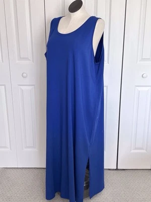 Isaac Mizrahi 长裙大码 3X 蓝色无袖棉质弹力圆领 — 第 1/4 张图片