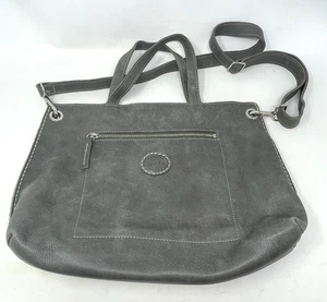 Roots Canada Womens Crossbody Bag Purse Grey Leather Boho Casual Zip Pockets - Foto 1 di 19