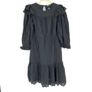 Universal Thread Women's Large Ruffle Long Sleeve Dress Black W/Pockets NWT - Picture 1 of 8