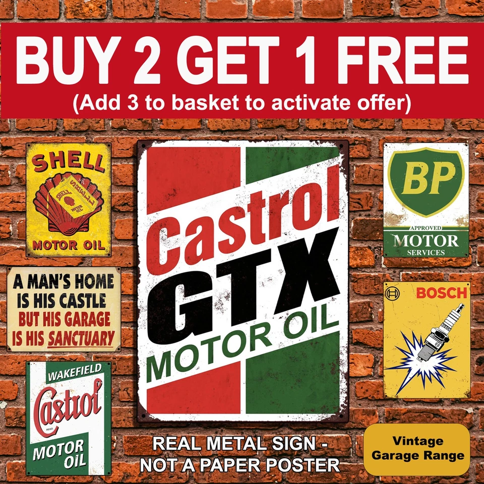 Garage Metal Wall Sign Vintage Retro Tin Plaque Man Cave Pub Home Decor Oil - Image 1 of 1