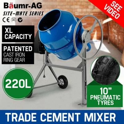 Baumr-AG 220L Portable Cement Concrete Mixer Electric Construction Sand Gravel - image 1 of 4