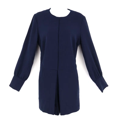 ZARA Trafaluc Long Sleeve Romper Womens Sz L Blue Button Up Round Neck One-Piece - Image 1 of 4