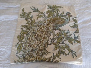 Pottery Barn Peacock Pillow Cover Embroidered Sequins Applique Square 24" Throw - Picture 1 of 8